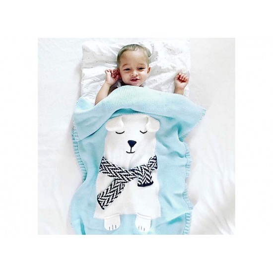 3-D Designer Knitted Blanket - Blue White – Bear Dear